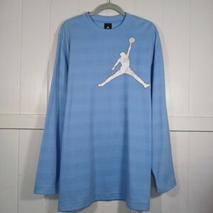 Jordan Thermal Waffle Long Sleeve Shirt Mens Large Blue Ribbed Jumpman 214325